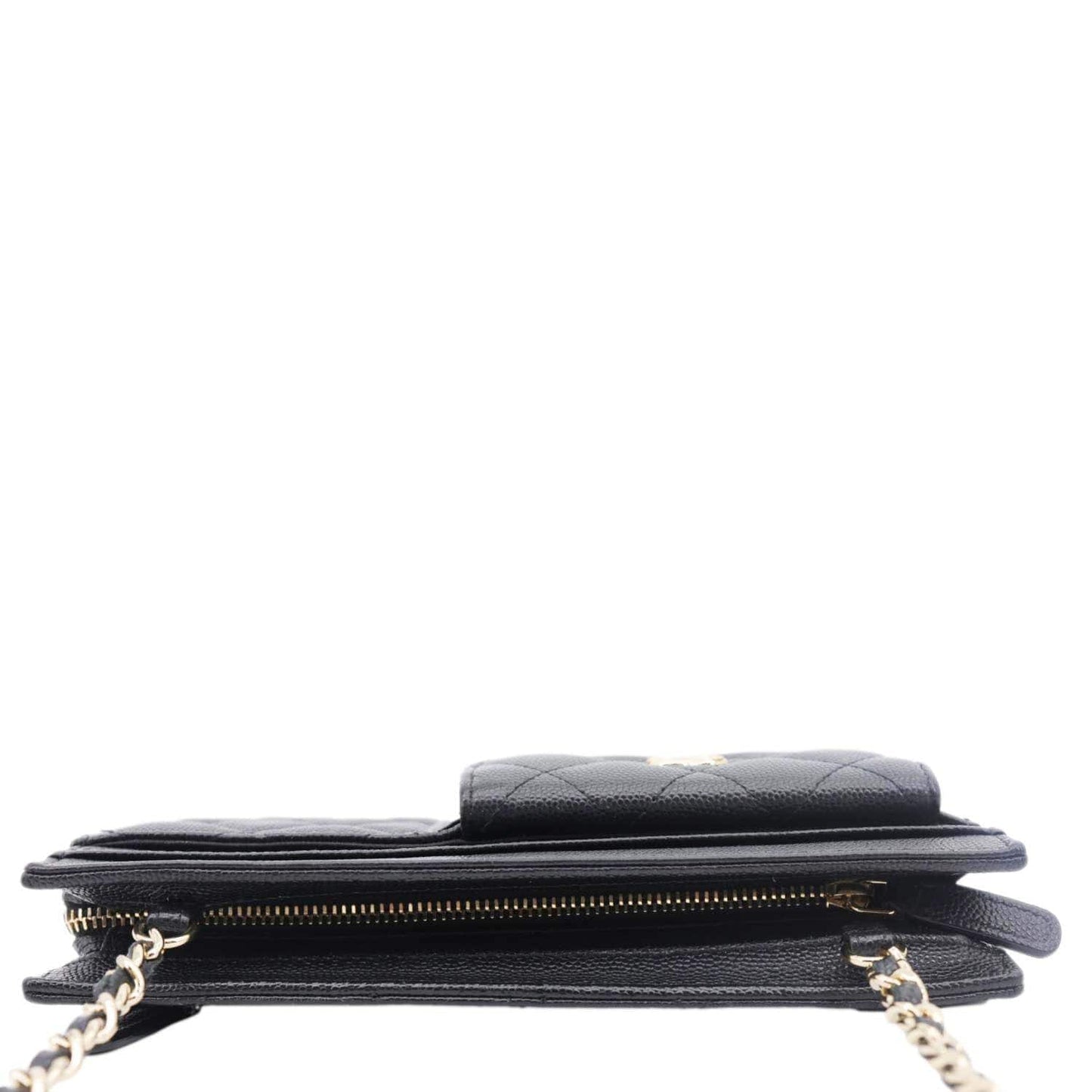 CHANEL CC Multi-Pocket In & Out Quilted Caviar Leather Chain Wallet Black