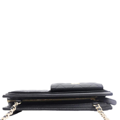 CHANEL CC Multi-Pocket In & Out Quilted Caviar Leather Chain Wallet Black