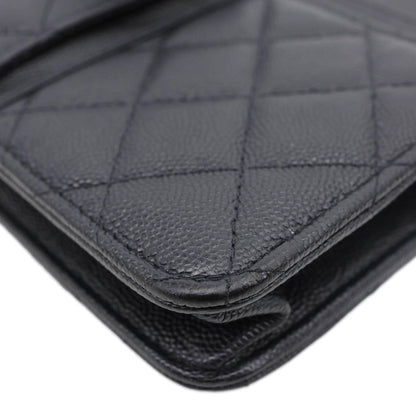 CHANEL CC Multi-Pocket In & Out Quilted Caviar Leather Chain Wallet Black