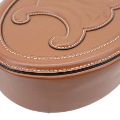 CELINE Triomphe Oval Calfskin Cuir Shoulder Bag Tan