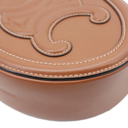 CELINE Triomphe Oval Calfskin Cuir Shoulder Bag Tan