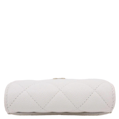 CHANEL Classic Flap Small Caviar Quilted Leather Chain Wallet  White
