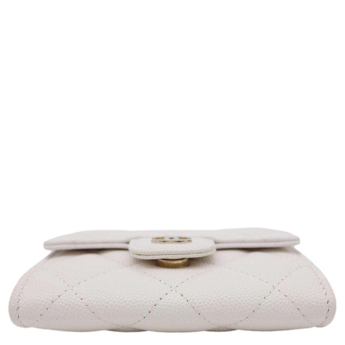CHANEL Classic Flap Small Caviar Quilted Leather Chain Wallet  White