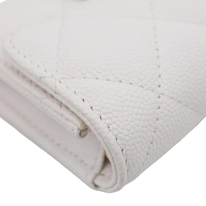 CHANEL Classic Flap Small Caviar Quilted Leather Chain Wallet  White
