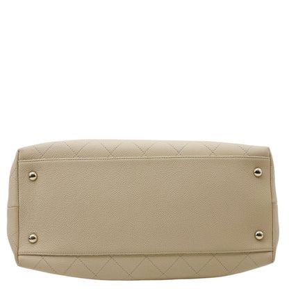 CHANEL Zip Carry Crumpled Grained Calfskin leather Shopping Tote Bag Beige