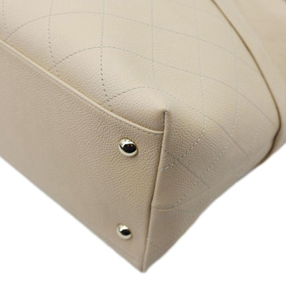 CHANEL Zip Carry Crumpled Grained Calfskin leather Shopping Tote Bag Beige