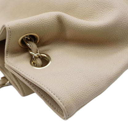CHANEL Zip Carry Crumpled Grained Calfskin leather Shopping Tote Bag Beige