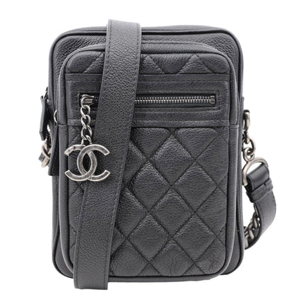 CHANEL Casual Rock Quilted Goatskin Leather Camera Crossbody Bag Black