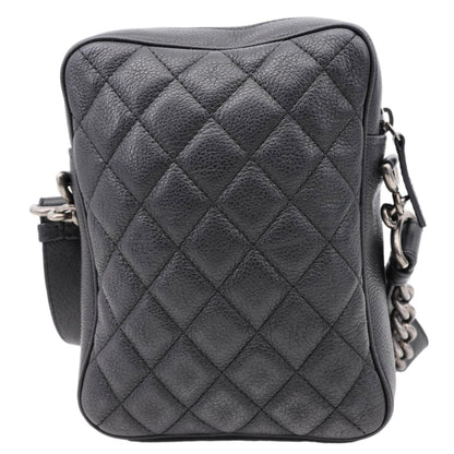 CHANEL Casual Rock Quilted Goatskin Leather Camera Crossbody Bag Black