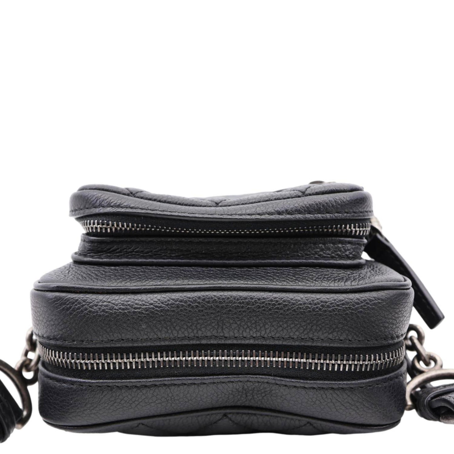 CHANEL Casual Rock Quilted Goatskin Leather Camera Crossbody Bag Black