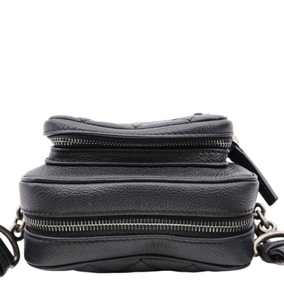 CHANEL Casual Rock Quilted Goatskin Leather Camera Crossbody Bag Black