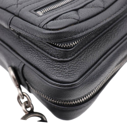CHANEL Casual Rock Quilted Goatskin Leather Camera Crossbody Bag Black