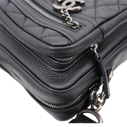 CHANEL Casual Rock Quilted Goatskin Leather Camera Crossbody Bag Black