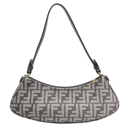 FENDI FF O'Lock Swing Chenille Vitello King Plexiglass Shoulder Bag Grey