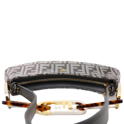 FENDI FF O'Lock Swing Chenille Vitello King Plexiglass Shoulder Bag Grey