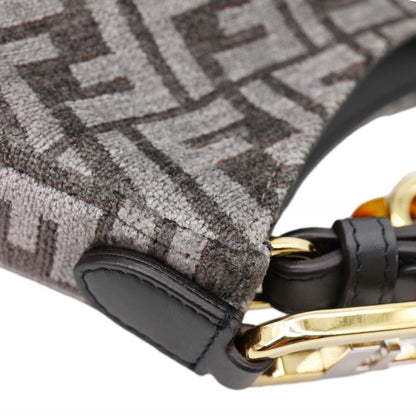 FENDI FF O'Lock Swing Chenille Vitello King Plexiglass Shoulder Bag Grey