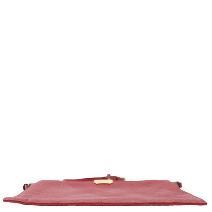 BURBERRY Peyton Grain Check Embossed Leather Clutch Crossbody Bag Red