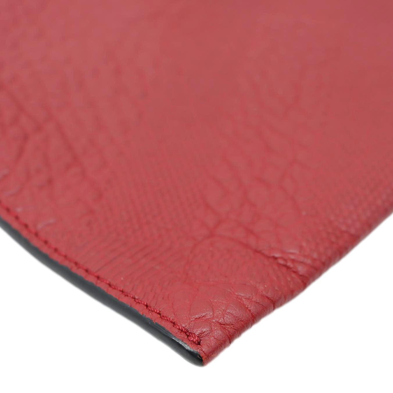 BURBERRY Peyton Grain Check Embossed Leather Clutch Crossbody Bag Red