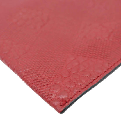 BURBERRY Peyton Grain Check Embossed Leather Clutch Crossbody Bag Red
