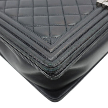 CHANEL Boy Flap Large Quilted Leather Crossbody Bag Black