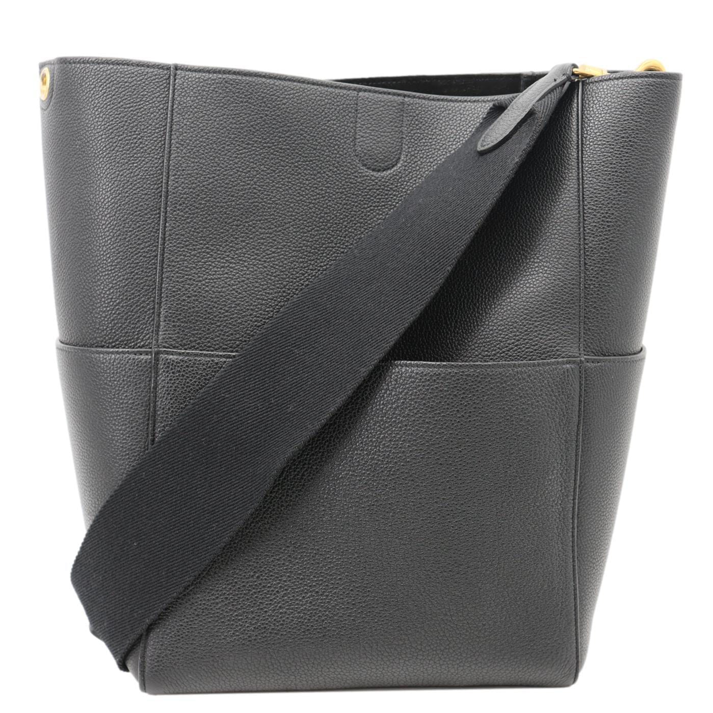 CELINE Sangle Bucket Soft Grained Calfskin Tote Bag Black