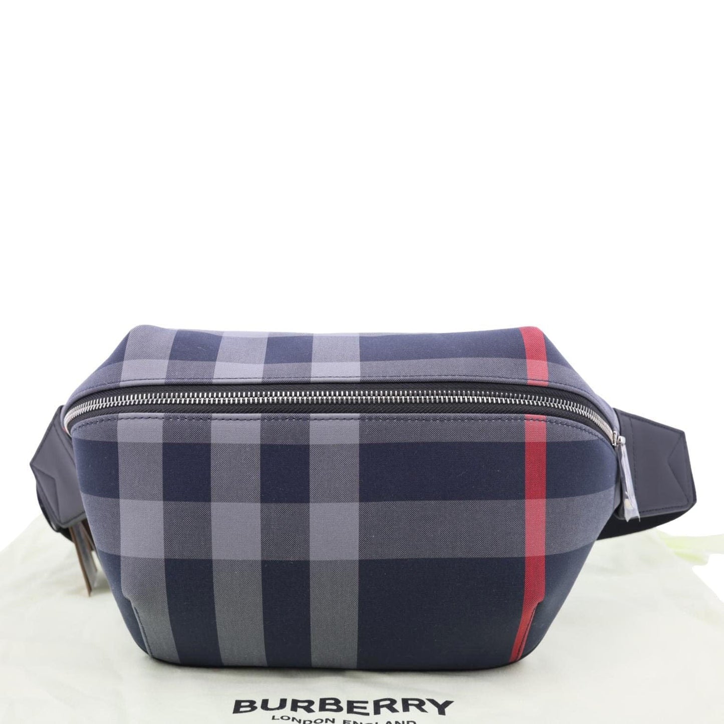 BURBERRY Sonny House Check Canvas Funny Pack Belt Bag Navy Grey