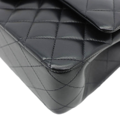 CHANEL Classic Double Flap Medium Quilted Leather Shoulder Bag Black