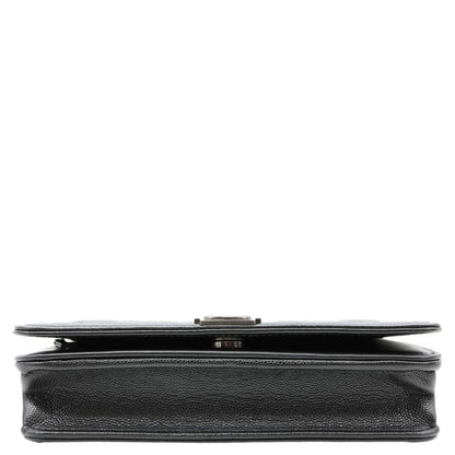 CHANEL Boy Quilted Caviar Leather Wallet On Chain Crossbody Bag Black