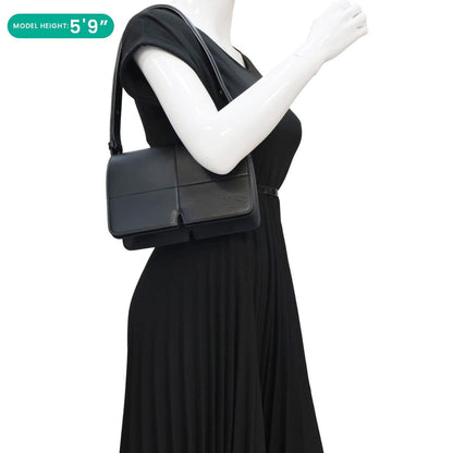 BURBERRY Snip Smooth Calfskin Leather Shoulder Bag Black