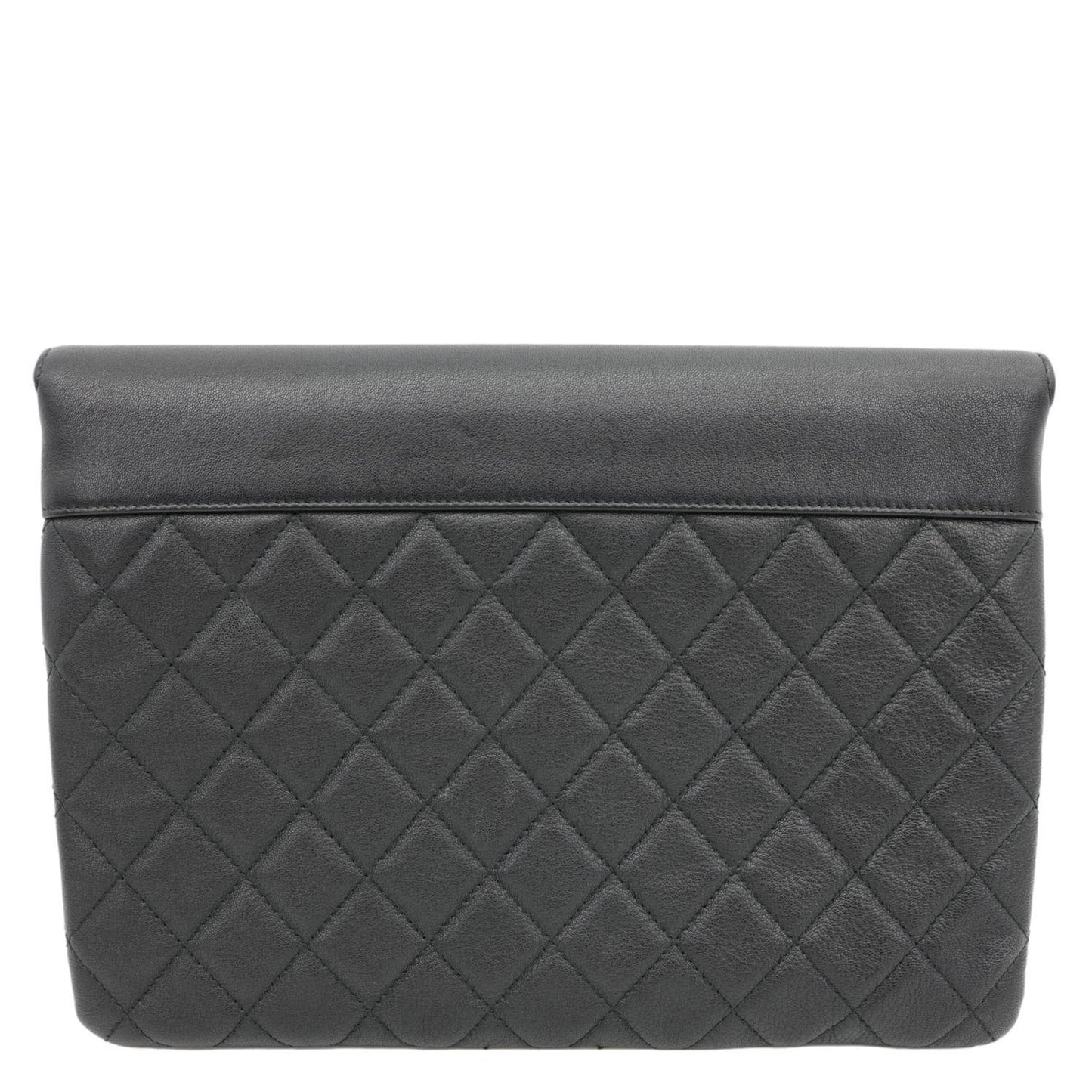 CHANEL CC Box O Case Quilted Leather Pouch Black