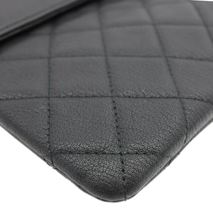 CHANEL CC Box O Case Quilted Leather Pouch Black