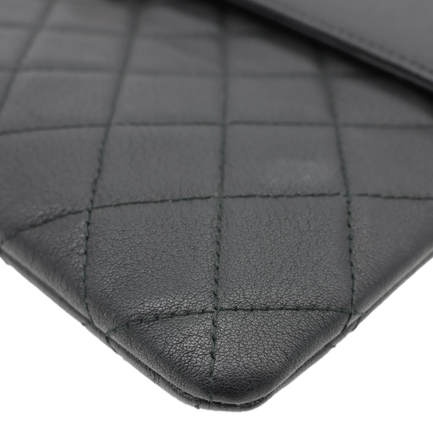 CHANEL CC Box O Case Quilted Leather Pouch Black