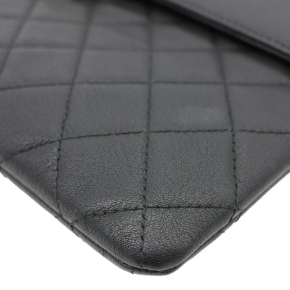 CHANEL CC Box O Case Quilted Leather Pouch Black