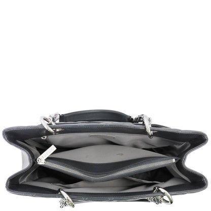 CHANEL Grand Shopping Quilted Caviar Leather Tote Bag Dark Grey
