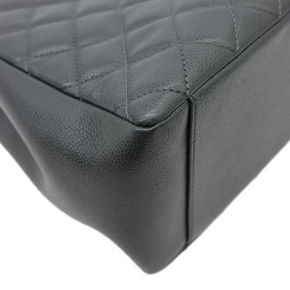 CHANEL Grand Shopping Quilted Caviar Leather Tote Bag Dark Grey