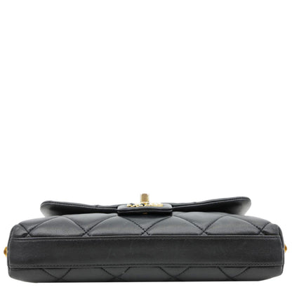 CHANEL Crush On Chains Flap Quilted Lambskin Leather Crossbody Bag Black
