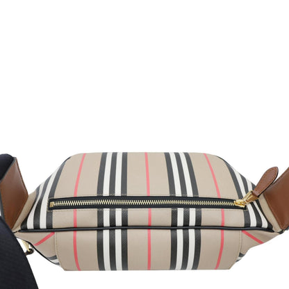BURBERRY Sonny E-Canvas Icon Stripe Bumbag Beige