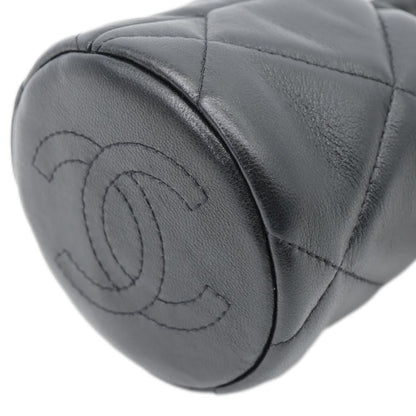 CHANEL Twist Your Buttons Quilted Calfskin Leather Drawstring Bucket Bag Black