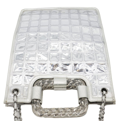 CHANEL Large Vinyl Ice Cube Shopper Tote Bag Silver