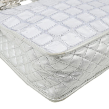 CHANEL Large Vinyl Ice Cube Shopper Tote Bag Silver