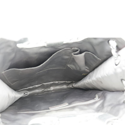 CHANEL Large Vinyl Ice Cube Shopper Tote Bag Silver