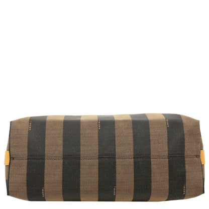 FENDI Pequin Stripe Canvas Hobo Bag Tobacco