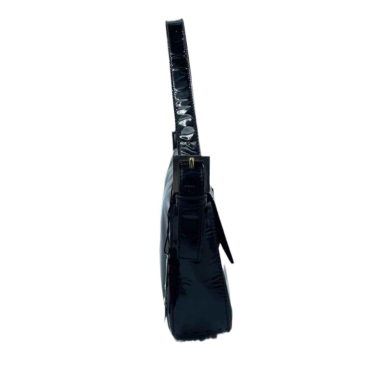 Fendi Baguette Black Patent Leather with Gold Hardware