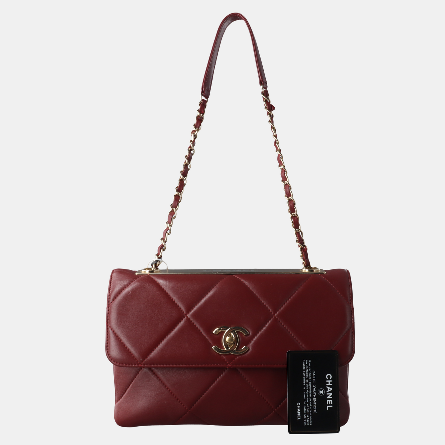 Chanel Trendy CC Flap Crossbody Bag Medium Lambskin Leather Burgundy, 2019