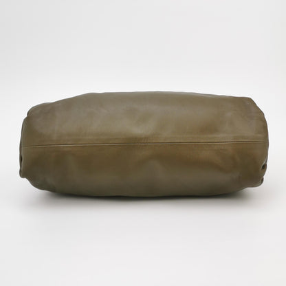 Bottega Veneta Pouch Calfskin Leather Dark Green Large