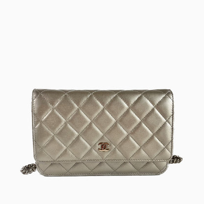 Chanel Wallet On Chains WOC Timeless/ Classic Gold Caviar Leather