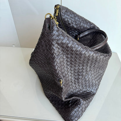 Bottega Veneta Maxi Convertible Tote Bag Dark Chocolate Brown Leather Two-way Carry 50cm