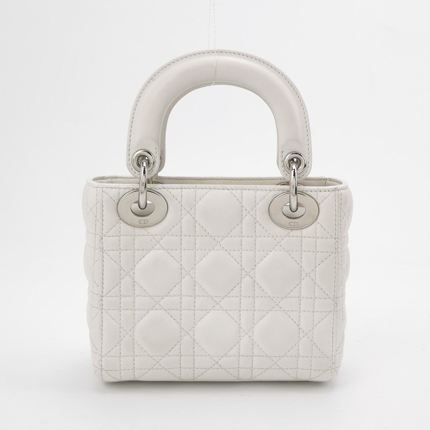 Lady Dior Mini White Lambskin Leather Silver HW Chain Strap 2018