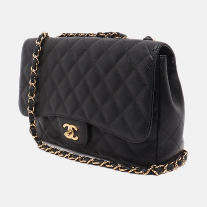 Chanel Classic Flap Jumbo Black Caviar Leather Single Flap with Gold Hardware