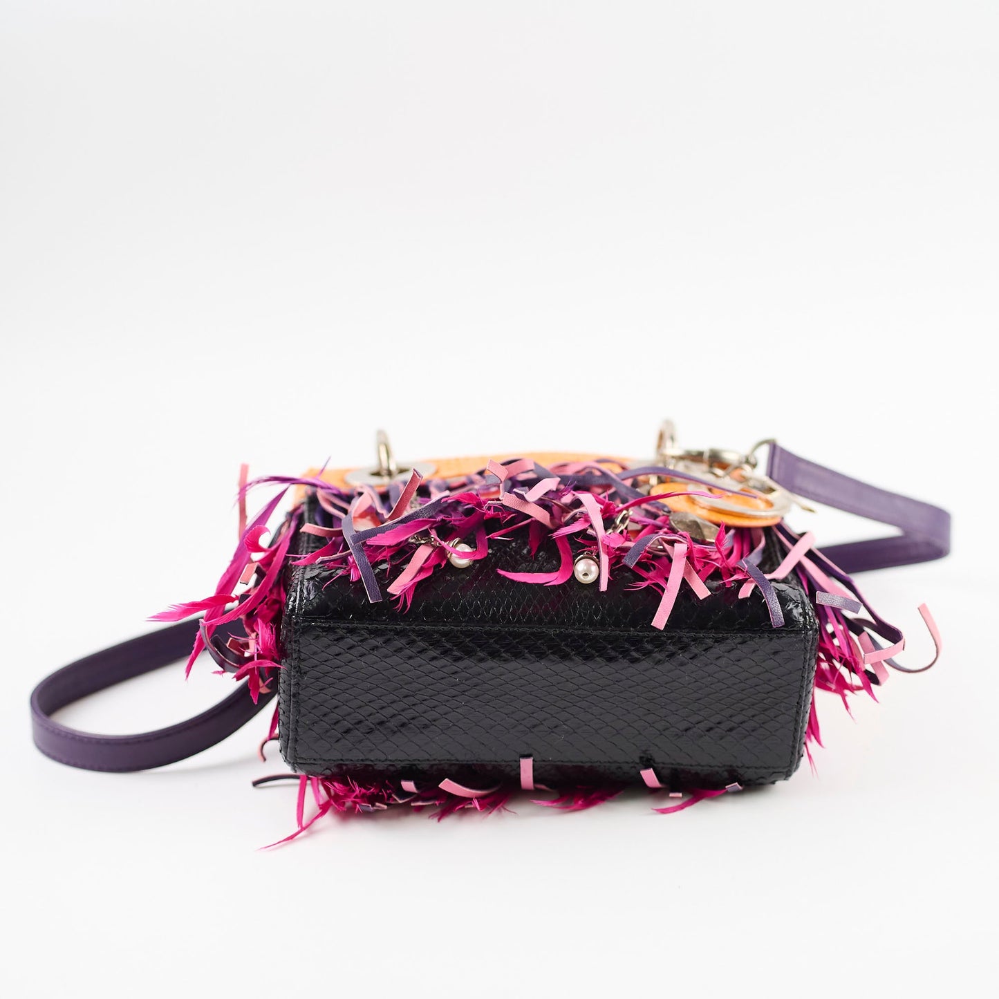 Dior Mini Lady Dior Python Fringe Orange/Purple